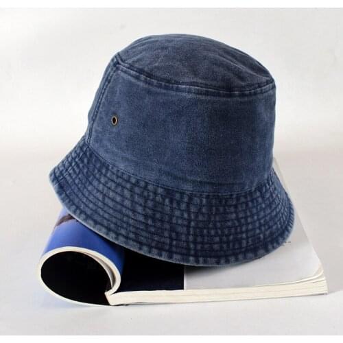 Mens Ladies Denim Hat Vintage Korean Cap Unisex Sun Protection Summer Bucket Outdoor Hiking Fishing Hats Women Round Hats