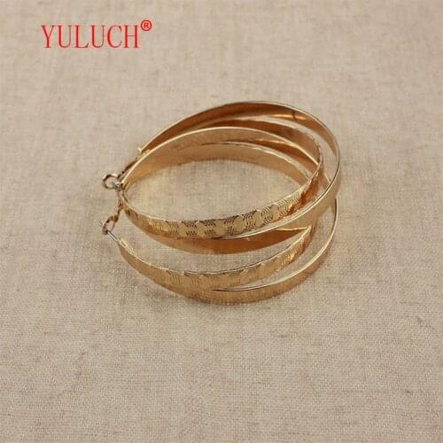 European and American fashion womens jewelry smooth gold cross carved pattern exaggerated pendant earrings gift accessories