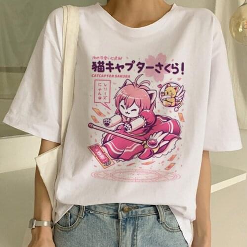 Cartoon Printing T-shirt Kawaii Cat Shirt Meow Women Funny Harajuku 90s Graphic T Shirt Summer Short Sleeve Tops Trend Tees