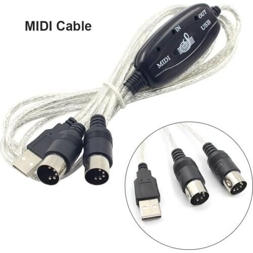 USB IN-OUT MIDI Adapter Cable Set Keyboard Converter Cord PC to Music Electronic Lightweight Portable Music Elements