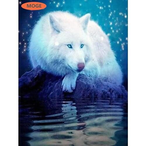 Night sky white Fox DIY Diamond Painting Kit Diamond Embroidery Seals Cross Stitch Rhinestone Mosaic Painting Hang mural