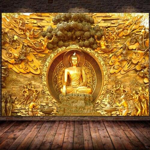 Buddhism Canvas Painting Posters Prints Religion Decoration Lord Buddha Wall Art Pictures for Living Room Cuadros Decor Unframed