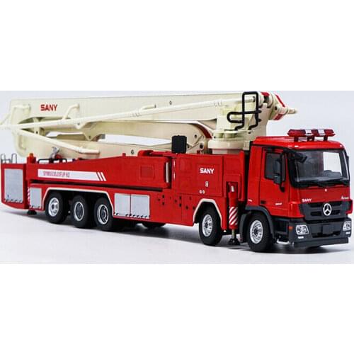 Collectible Alloy Model Gift 1:50 SANY 62m Jet Ladder Fire Truck Benz Tractor City Rescue Vehicles DieCast Toy Model Decoration