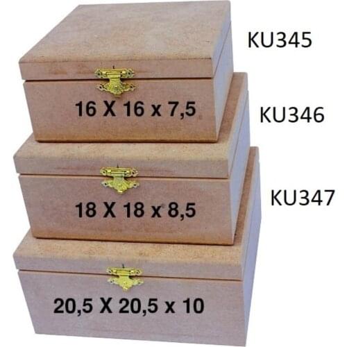 KU347 With Large Clip Square Box, Raw Wood Mdf Box