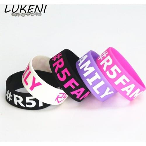 LUKENI Fashion 1PC R5 Family Silicone Wristband Bracelets&Bangles 1" Wide Band For Music Concert Adult Size Jewelry Gift SH091