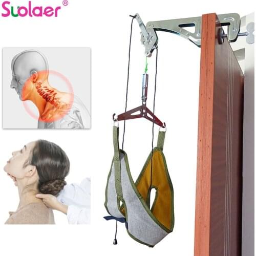 Cervical Traction Over Door Neck Massager Device Kit Stretcher Adjustment Chiropractic Back Head Massager Relaxation Pain Relief