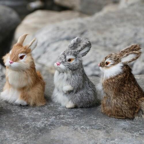 14CM Mini Cute Rabbits/Chicks Plush Toys Fur Lifelike Animal christmas Bunny Simulation Rabbit Toy Model Birthday Gift