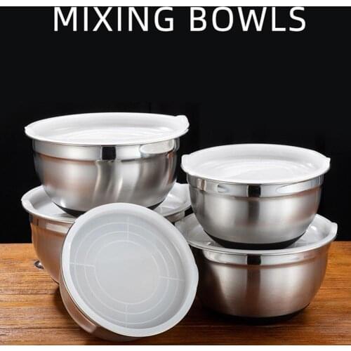 Stainless Steel Egg Mixing Bowl With Lid Basin Salad Vegetable Washing Cream Bowl