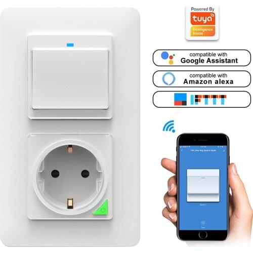 Wall Power Socket Smart EU Wi-Fi Wall-Mounted Power Panel Remote Controll With Button Work with Amazon Alexa Google Assistant