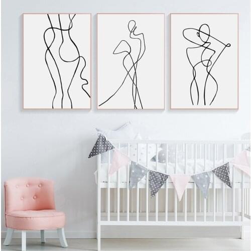 Line Drawing Wall Art Canvas Poster Abstract Woman Simple Painting Minimalist Print Decorative Picture Living Room Decoration