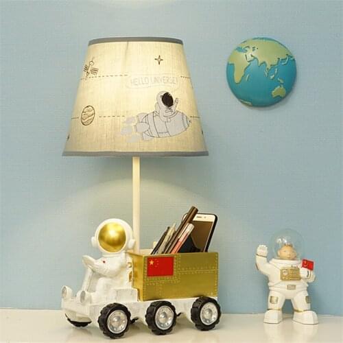 Nordic Cartoon Astronaut Table Lamps Bedroom Childrens Room Bedside Home Decoration Boys Room Study Space Plug-in Desk Lights