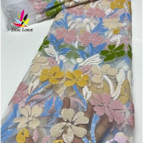 New Embroided Sequins Lace Fabric Bridal Purple Sequence Embroidery Elegant French African Nigerian Latest Design Style High End