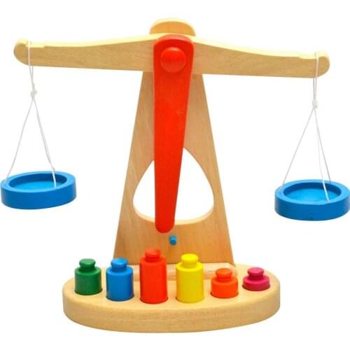 New Creative Montessori Educational Toys for Children Small DIY Wooden New Balance Scale Toy Rainbow Balance Blocks Baby Kid Toy