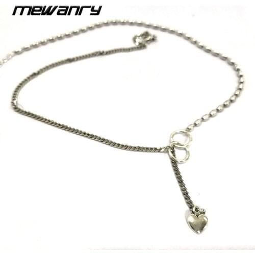 Mewanry Love Pendant Clavicle Chain 925 Sterling Silver Couples Necklace for Women Trend Party Creative Jewelry Birthday Gifts