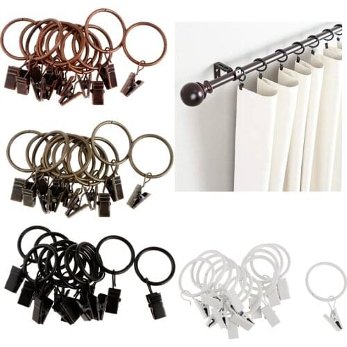 Package Of 12 Rings With Clips For Curtains, Decorative Drapery In
