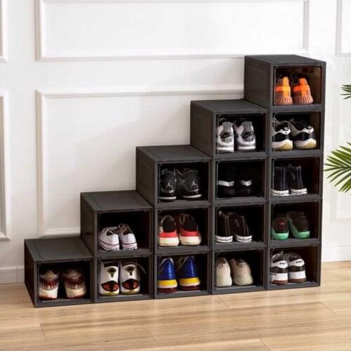 Transparent Flip Shoe Box Thickened Dustproof Sneaker Cabinet Plastic Shoe Rack Boots High Heels Storage Shelf Home Supplies