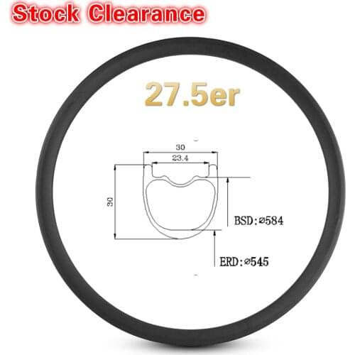 Stock Clearance 27.5er 650B Mountain Bike Rim Carbon Fiber Made Hookless Rim 30mm*30 Width Tubeless For XC Bicycle MTB Wheelset