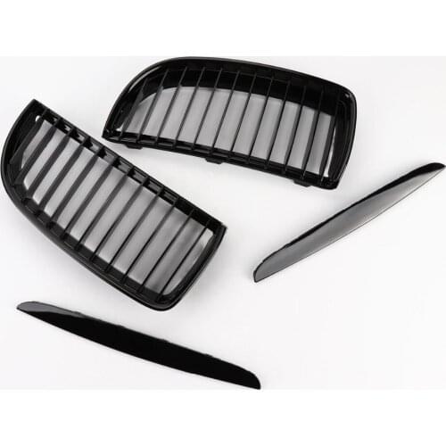 TAIHONGYU Pair Gloss Black Front Kidney Grilles Fit For BMW E90 E91 Saloon 4D 4 Door 2005-2008