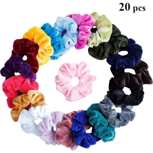 20pcs/Set Colorful Velvet Hair Scrunchie Elastic Hair Bands Women Girls Fashion Headband Ponytail Ties Rope Hair Accessories