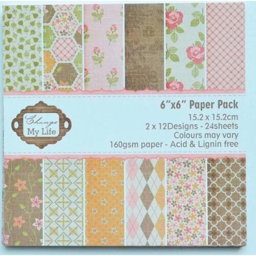 Flower series Scrapbooking Paper pack handmade craft paper craft Background pad 6" 24 sheets/pack F101