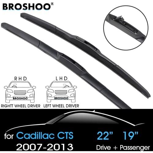BROSHOO Car Wiper Blade Natural Rubber 22"+19" For Cadillac CTS Fit U Hook Arm 2007 2008 2009 2010 2011 2012 2013 RHD / LHD