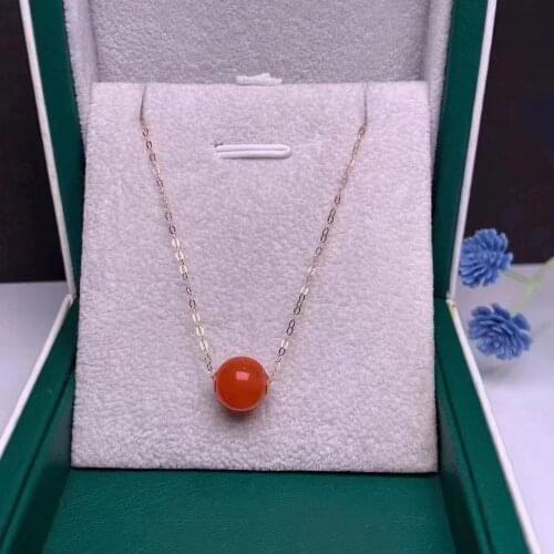 Shilovem 18K yellow Gold real Natural south Red agate pendants necklace fine Jewelry classic gift plant gift new mymz8.5-96648nh