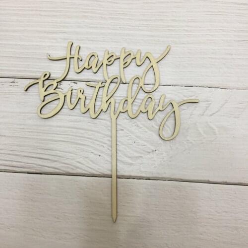 20 pcs 6.9 inch wood cake decoration kids birthday party decoration happy birthday cake topper