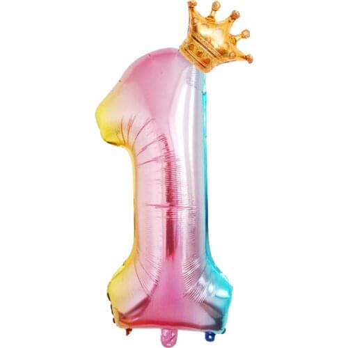 2pcs Crown 32inch Figure Foil Balloons 1 2 3 4 5 6 7 8 9 Years Old Kid Boys Girls Happy Birthday Balloon Baby Shower Decoration