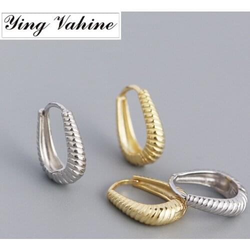 Ying Vahine 100% 925 Sterling Silver Geometric Hoop Earrings for Women Jewelry