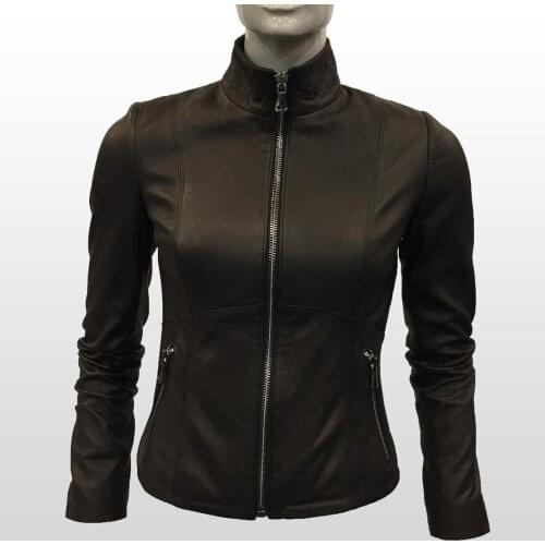 Women Genuine Leather Black Jacket Real Sheepskin Coat Motorcycle Biker Plus Size Slim Short Casual Coat New Fashion Outerwear