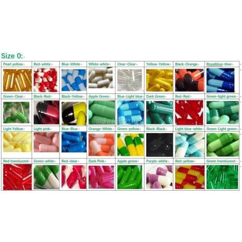0# 10,000pcs !All Kinds Of Colored Empty Capsules,gelatin empty capsules size 0 (joined or seperated capsules available! )