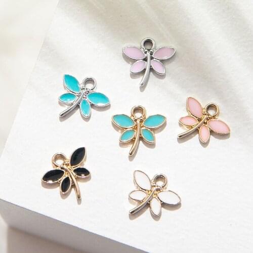 10Pcs Enamel Silver Plated Dragonfly Charm Pendant for Jewerly DIY Making Bracelet Women Necklace Earrings Accessories Findings