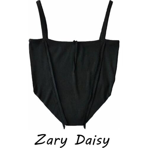 21 summer new tapered stitching sling niche design girl bellyband bottoming shirt high waist short tube top