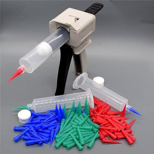 30ml Glue Gun Manual Tool UV Adhesive Caulking Gun 30cc Glue Dispenser Syringe Barrel Tapered Dispensing Needle Tips 18G 22G 25G