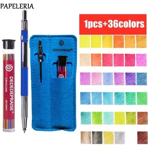 36 Colors Mechanical Pencil Set 2.0mm Writing Drawing 36 Colors Pencils Refill Leads Core Stationery School Office Supplies