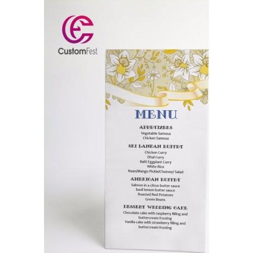 50pcs/lot Personalized menu yellow menu whole set available MU017