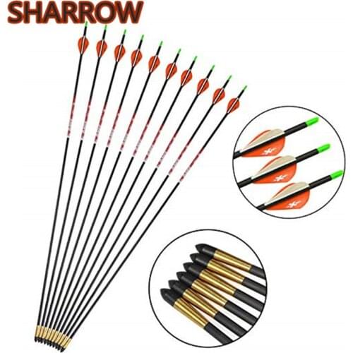 6Pcs 30" Archery Pure Carbon Arrows SP400 ID4.2MM Carbon Arrow Replaceable Broadhead For Outdoor Shooting Training Accessories
