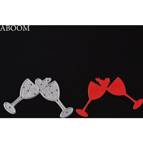 ABOOM New Christmas Two Goblets Design Die Cut Scrapbooking DIY Album Cards Pape Metal Craft Stencil Celebration Cutting Cuts