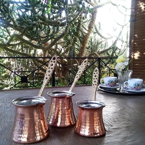 English Cofffe Copper Pot Cooking Sparkling Delicious Three Different Sizes Set Of 3 Advantageous Price Anatolian Style Original