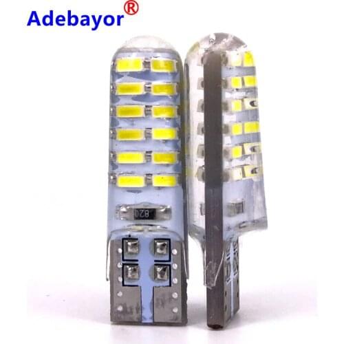 White 200pcs T10 W5W 3014 LED Silicone Case 24 SMD Car Reading Light 192 168 501 24SMD 24 LED Auto Wedge Bulb Parking Lamps 12V