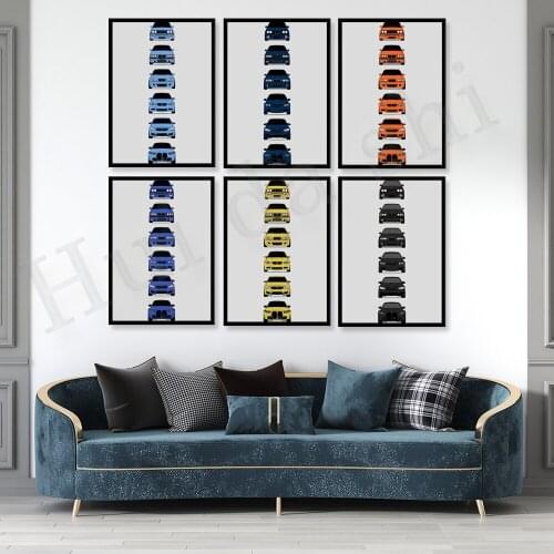 BMW M3 Poster Print Wall Art of the History and Evolution of the M3 Generations BMW Car Models: E30, E36, E46, E92, F80, G80
