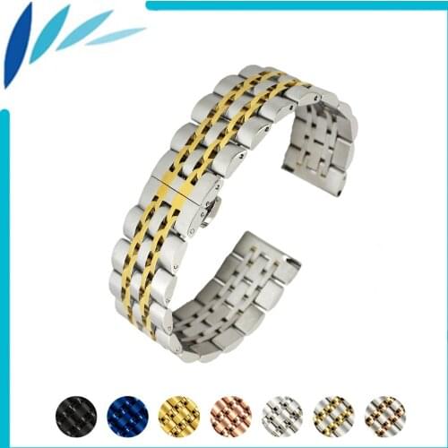 Stainless Steel Watch Band 20mm 22mm for Armani Butterfly Buckle Strap Quick Release Loop Belt Bracelet Black Silver + Tool