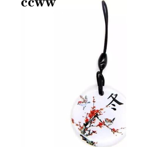 Circular Trinket Winter Plum Blossom Pattern UID S50 1K 13.56MHz Keyfobs Changeable Rewritable IC Card NFC RFID Token Key Tag
