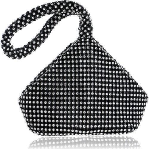 Brand Triangle Diamond Clutch Handbag High Quality Female Hand Bag Elegant Ladies Party Mini Bag Wristlet Handle Silver