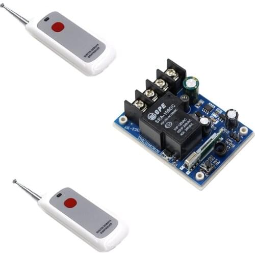 DC12V 24V 36V 48V 30A 1CH RF Wireless Remote Control Switch Transmitters with One Key & Receiver for Appliances Gate Garage Door