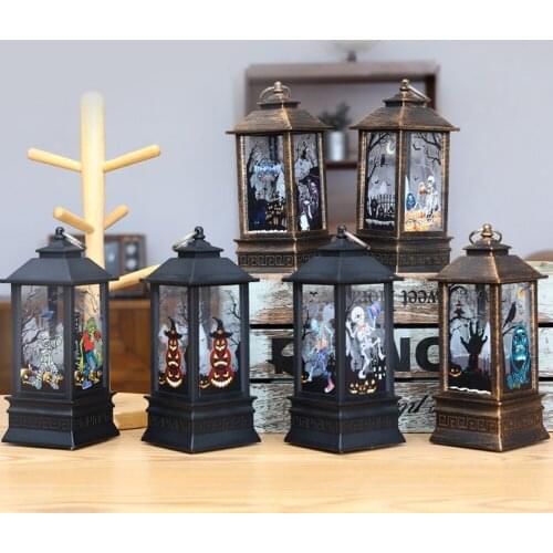 Halloween Decoration Lantern Vintage Hanging LED Wind Lights Fairy Lamp Lighting Party Home Ghost Festival Supplies