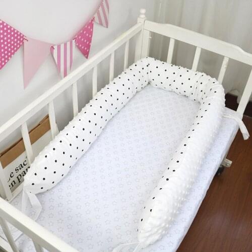 190CM Baby Bed Thicken Bumpers Newborn Bubble Fleece One-piece Crib Around Cushion Cot Washable Protector Pillow Kids Room Decor
