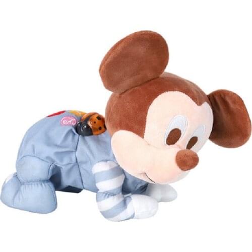 Disney Mickey Minnie Childrens Plush Doll Electric Crawling Toys Music Voice Early Childhood Education Birthday Gifts For Kids