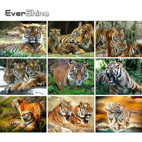 Evershine Diamond Painting Full Square Rhinestone Animals Diamond Embroidery Tiger Cross Stitch Mosaic Diamond Home Decoration
