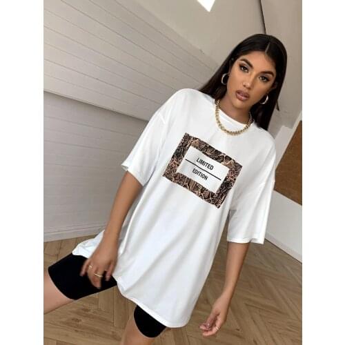 Women Letter print snake markings T-shirt Short Sleeve T-shirt Oversized T-shirt Streetwear Top Summer Harajuku Ladies Tees